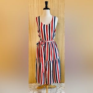 Kiel James Patrick Red White & Blue Striped Maxi Dress